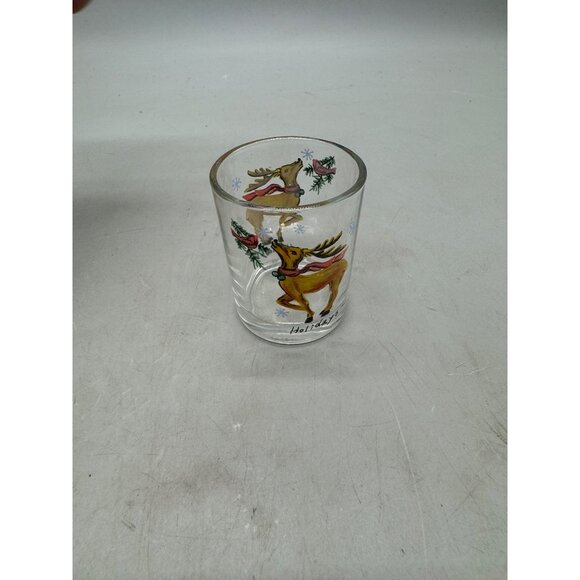 Vintage Holiday Reindeer Shot Glass Used READ - Picture 2 of 6